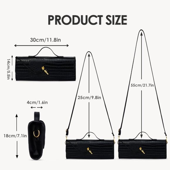 Women’s Crocodile Leather Clutch Purse Elegant Evening Party Handbag - Picture 5 of 7